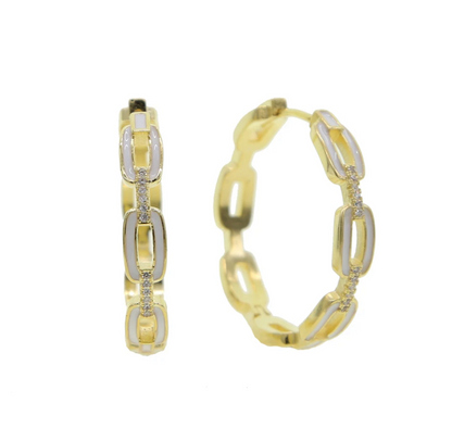 Jhwe White Paperclip Style Crystal Hoop 3.2Cm