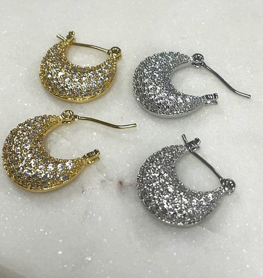 Jmcg Mini Crescent Gold Crystal Earrings