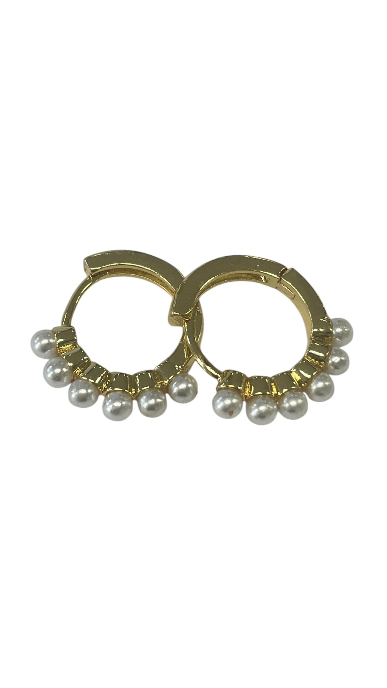 Jp6Pe Small Pearl Hoop Earrings W/6 Pearls 1.5Cm