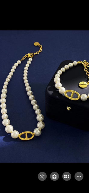 Jpn Gold Plated Deco Pearly Necklace