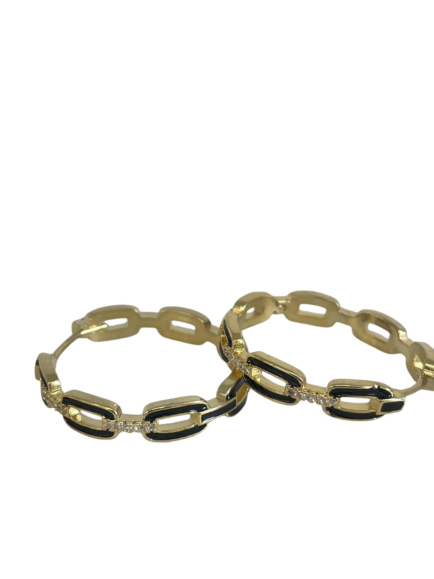 Jpchb Black Paperclip Style Crystal Hoop 3.2Cm