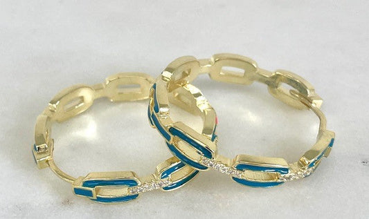 Jpchbl Blue Paperclip Style Crystal Hoop 3.2C