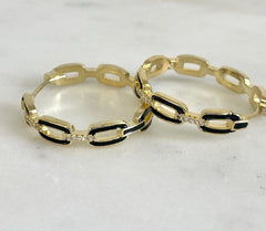 Jpchb Black Paperclip Style Crystal Hoop 3.2Cm