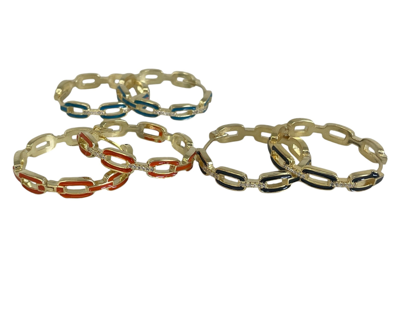 Jpcho Orange Paperclip Style Crystal Hoop 3.2C