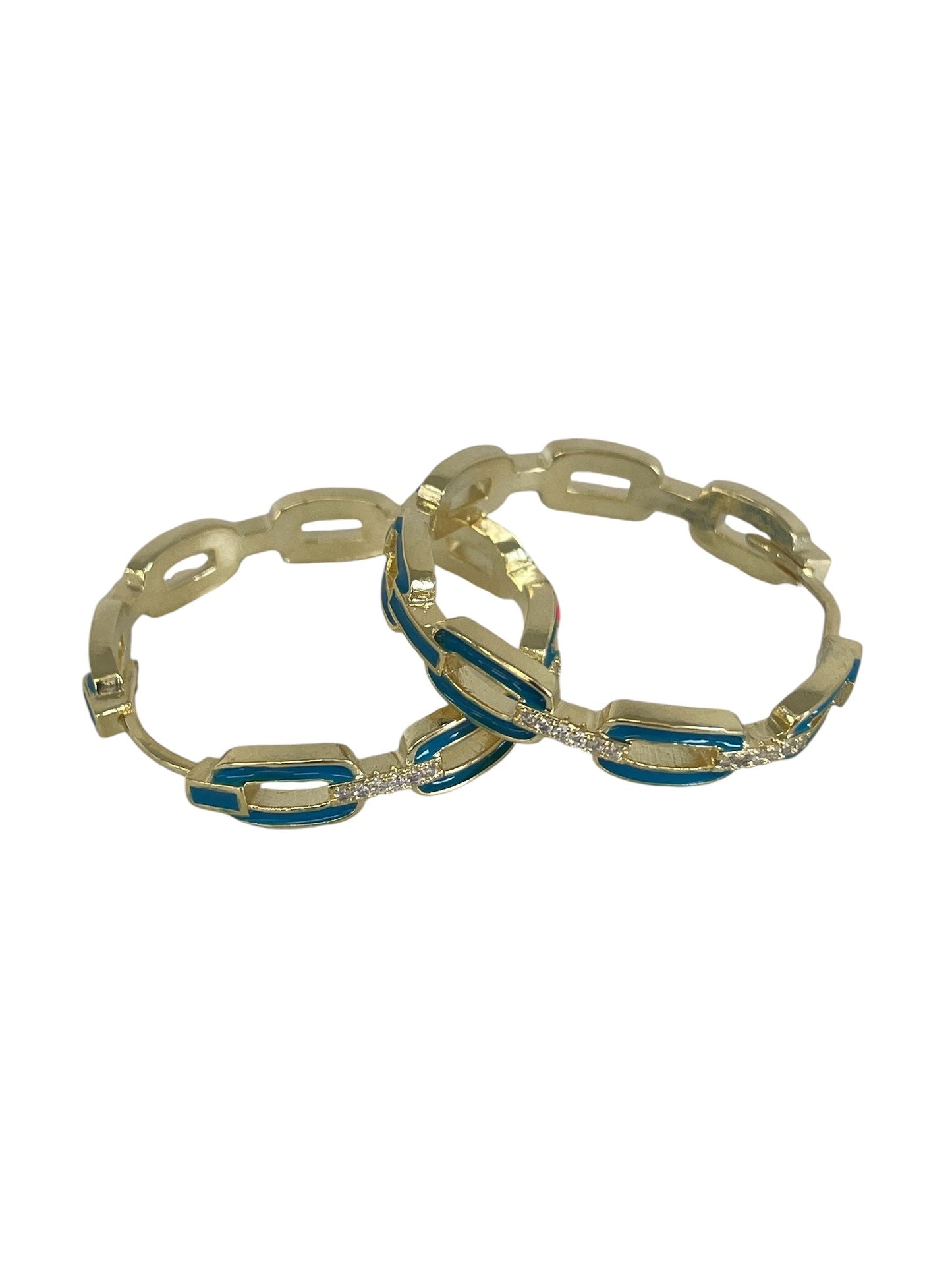 Jpchbl Blue Paperclip Style Crystal Hoop 3.2C