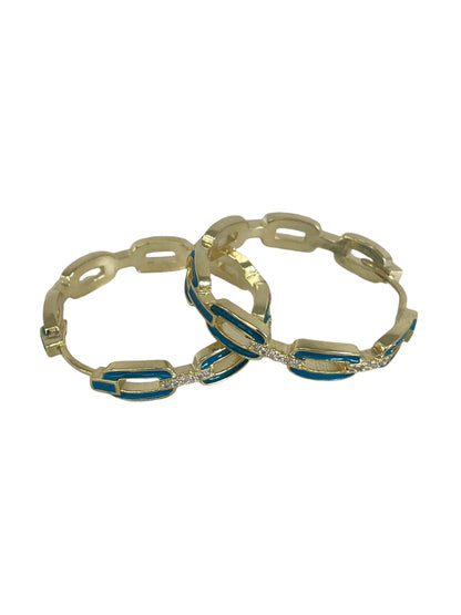 Jpchbl Blue Paperclip Style Crystal Hoop 3.2C