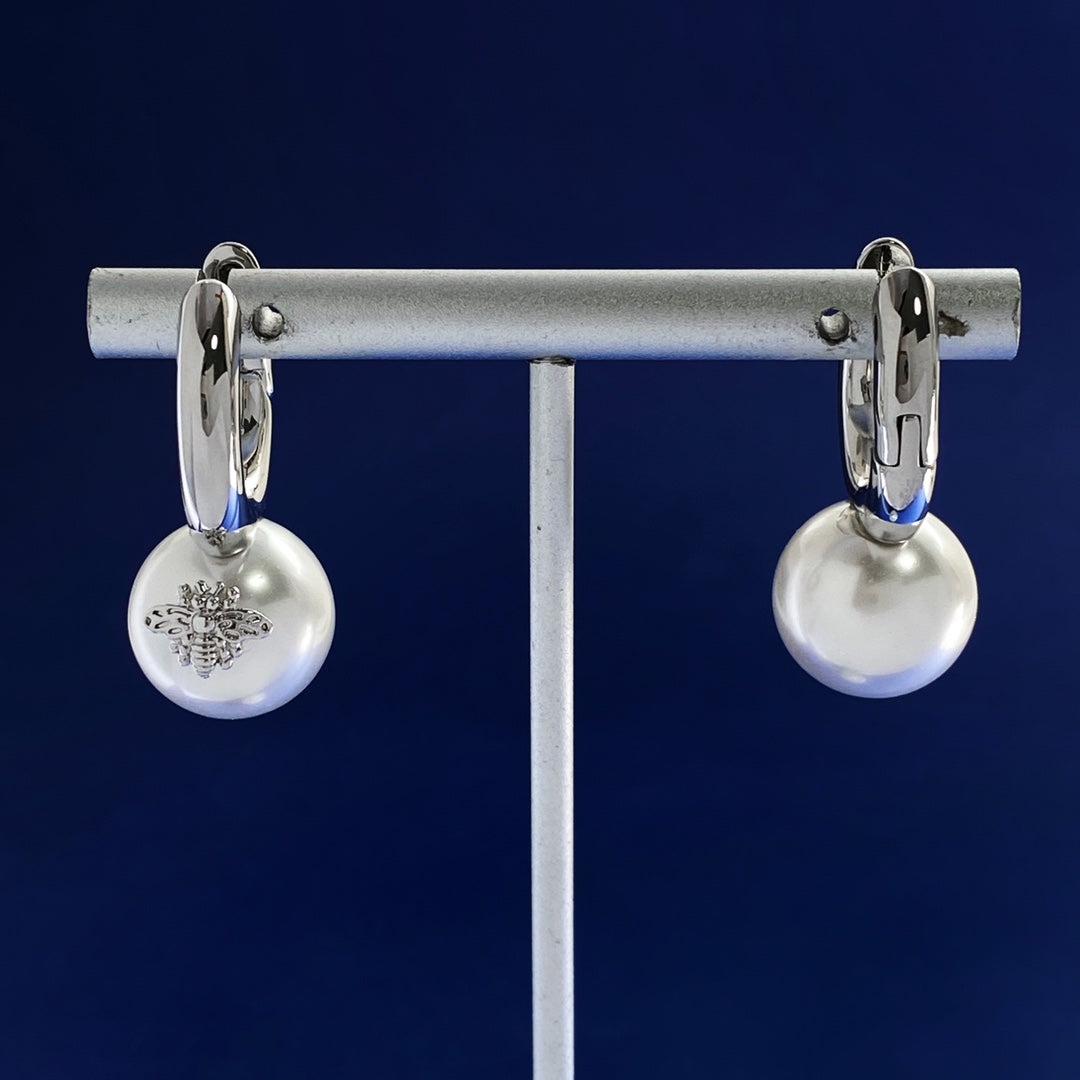 Jpsb Silver Earring Pearl/Silver Bee