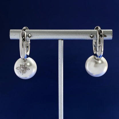 Jpsb Silver Earring Pearl/Silver Bee