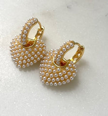 Jpseg Pearl Studded Gold Heart Earings