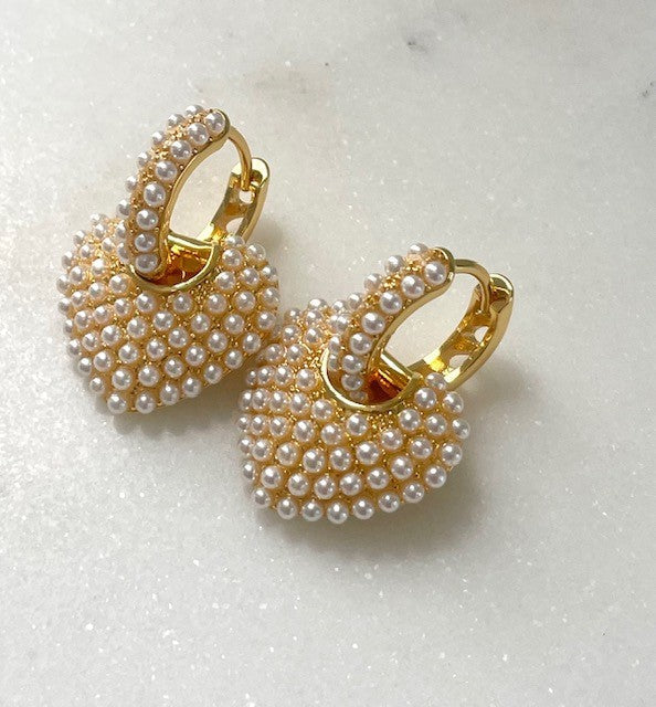 Jpseg Pearl Studded Gold Heart Earings