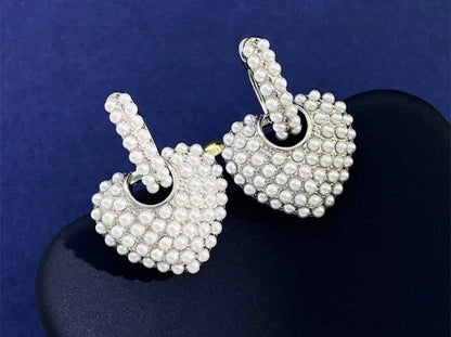 Jpses Pearl Studded Silver Heart Earings