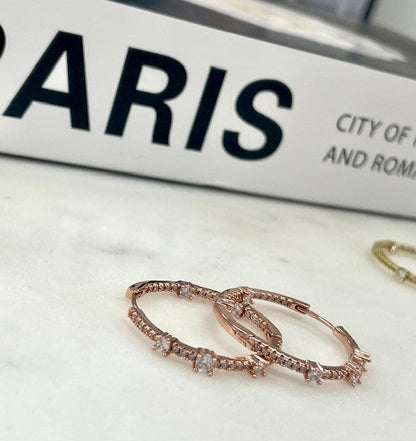 Jrch3Cm Rose Crystal Hoop Earings 3Cm