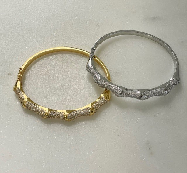 Jsbs Silver Bamboo Crystal Bangle