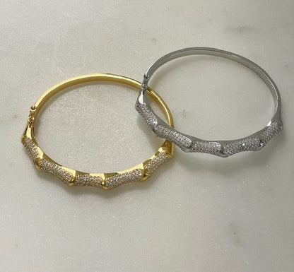 Jsbs Silver Bamboo Crystal Bangle