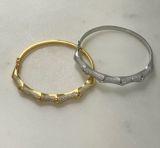 Jsbs Silver Bamboo Crystal Bangle