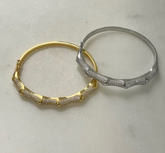 Jsbs Silver Bamboo Crystal Bangle