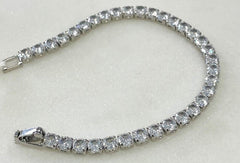 Jscb 4Mm Round Crystals Silver Bracelet