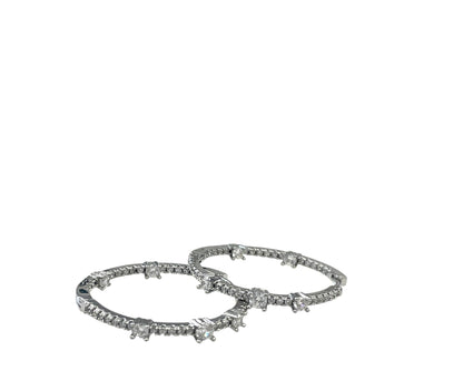 Jsch3Cm Silver Crystal Hoop Earings 3Cm