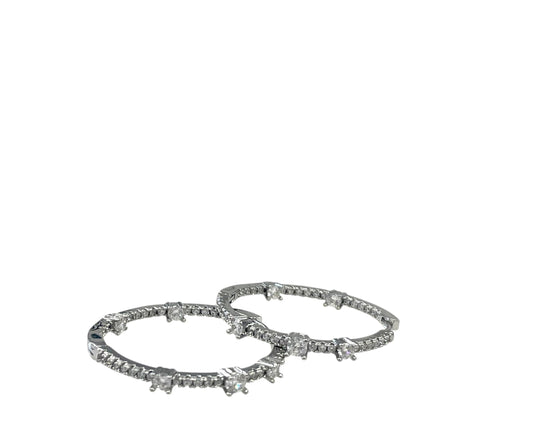Jsch3Cm Silver Crystal Hoop Earings 3Cm