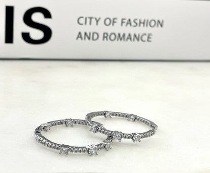 Jsch3Cm Silver Crystal Hoop Earings 3Cm