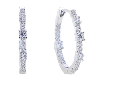 Jsch Silver Crystal Hoop Earings 22Mm