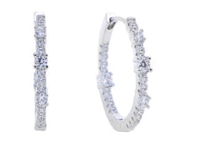 Jsch Silver Crystal Hoop Earings 22Mm