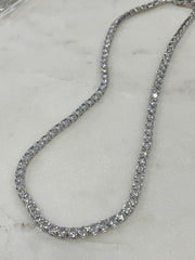 Jscl 4Mm Round Crystals Silver Necklace