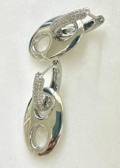 Jscpc Silver Crystal Paperclip Earrings
