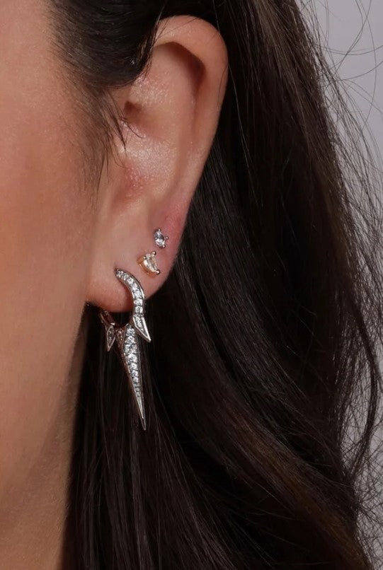 Jsdc Silver Rock Queen Crystal Earings
