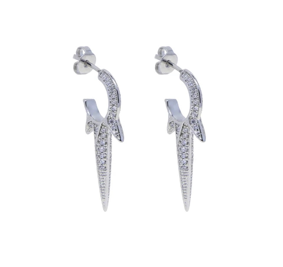 Jsdc Silver Rock Queen Crystal Earings