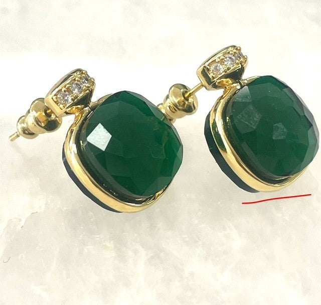 Jsee Square Crystal And Emerald Earings