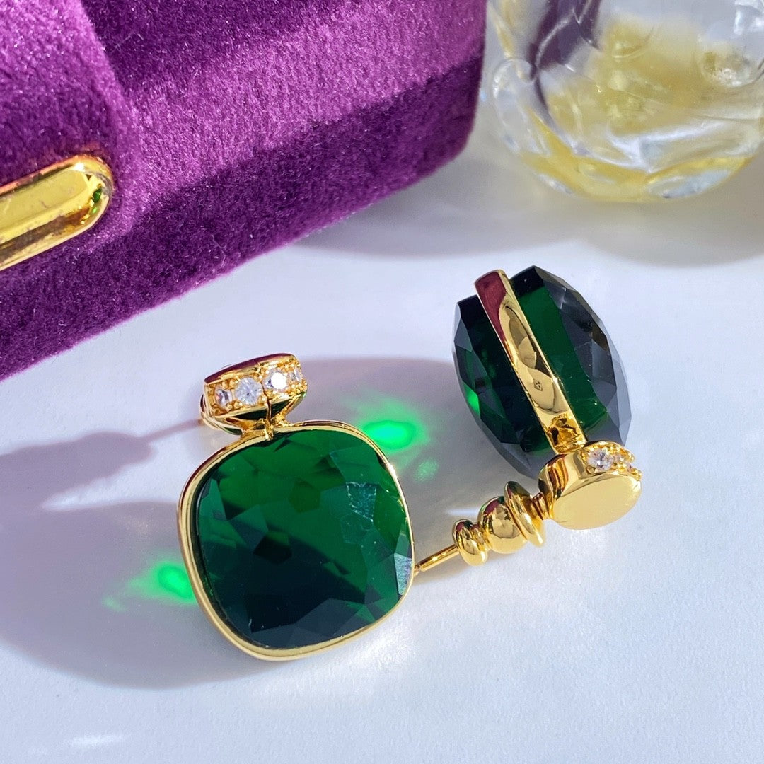 Jsee Square Crystal And Emerald Earings