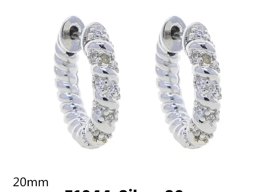 Jshmc Silver Hoop Mini 20Mm Crystals