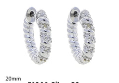 Jshmc Silver Hoop Mini 20Mm Crystals