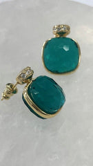 Jsje Square Crystal And Jade Earings
