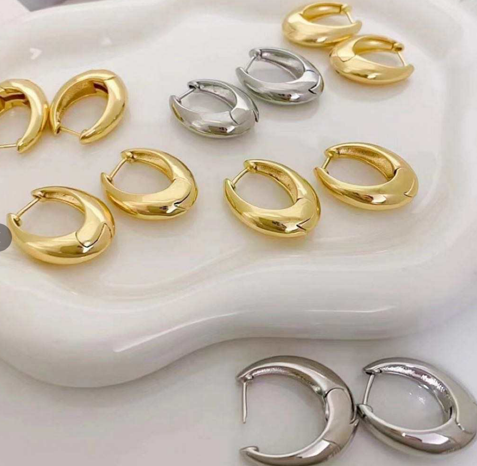 Jscc Silver 2Cm Chunky Crescent Earrings