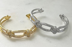 Jskb Silver Crystal Knot Bangle