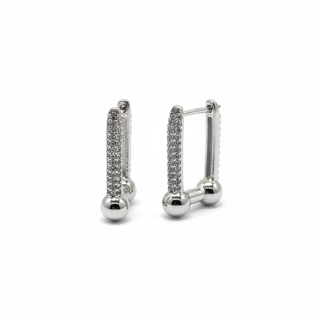 Jssb Silver Crystal Hang Earrings