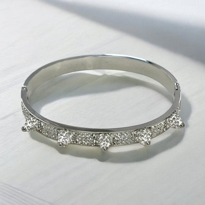 Jssba Silver Crystal Rockstud Bangle