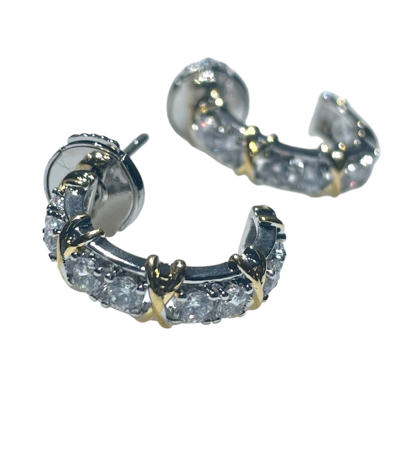 Jscgc Silver Crystal Gold Cross Hoop Earrings