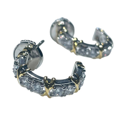 Jscgc Silver Crystal Gold Cross Hoop Earrings