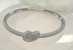 Jsskb Silver Crystal Single Knot Bangle