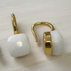 Jwe White Bevelled Stone Earings