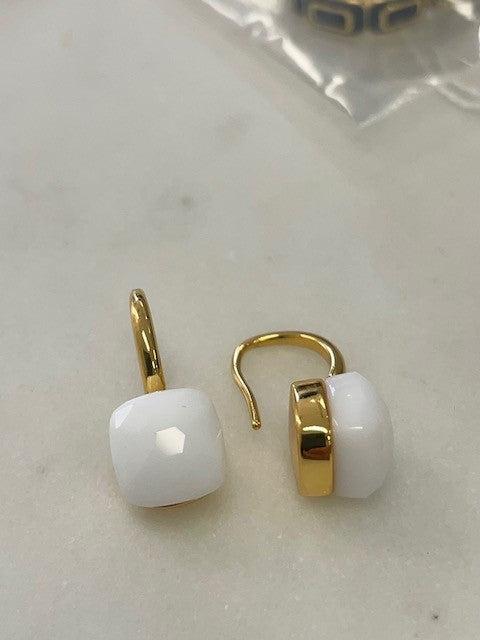 Jwe White Bevelled Stone Earings