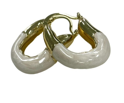 Jwh White Enamel Gold Hoop