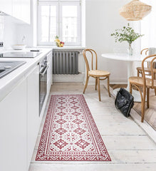 Flor de Lis Red Vinyl Rug