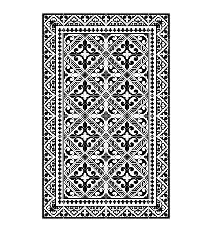 Flor de Lis Black & White vinyl rug packshot