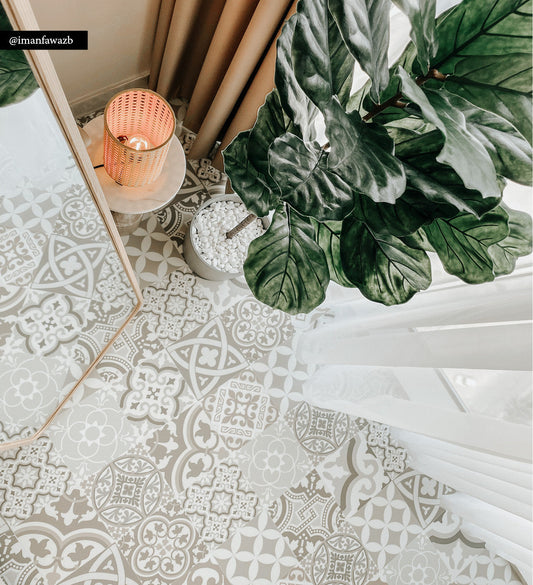 Eclectic Natural Antique Vinyl Rug Lifestyle
