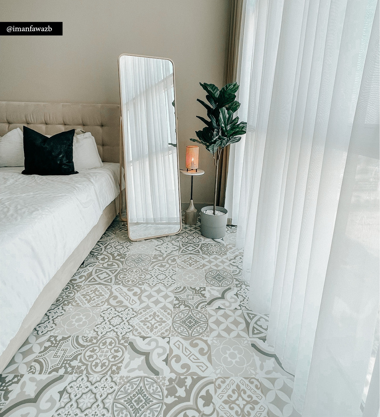 Eclectic Natural Modern Vinyl Rug Lifestyle Setting