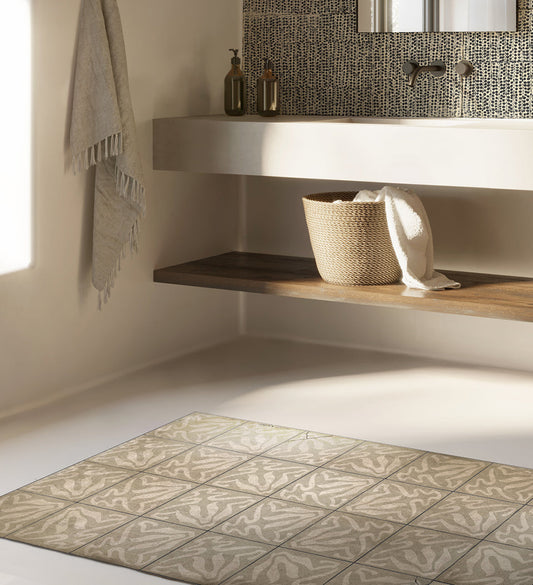 Borgo Lily Stone Antique Vinyl Rug Lifestyle